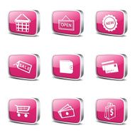 Shopping Sign Square Vector Pink Icon Design Set 2 N3