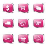 Shopping Sign Square Vector Pink Icon Design Set N3