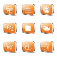 Shopping Sign Square Vector Orange Icon Design Set 2 N3