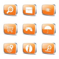 SEO Internet Sign Square Vector Orange Icon Design Set 10 N3