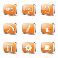 SEO Internet Sign Square Vector Orange Icon Design Set 8 N3