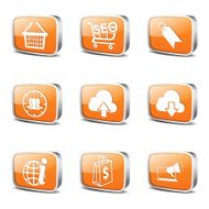 SEO Internet Sign Square Vector Orange Icon Design Set 7 N3