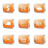 Shopping Sign Square Vector Orange Icon Design Set N3