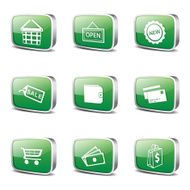 Shopping Sign Square Vector Green Icon Design Set 2 N3