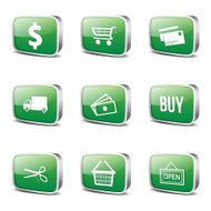 Shopping Sign Square Vector Green Icon Design Set N3