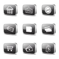 Shopping Sign Square Vector Black Button Icon Design Set 2 N3