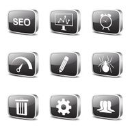 SEO Internet Sign Square Vector Black Icon Design Set 8 N3
