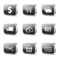 Shopping Sign Square Vector Black Button Icon Design Set N3