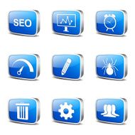 SEO Internet Sign Square Vector Blue Icon Design Set 8 N3