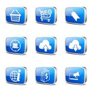 SEO Internet Sign Square Vector Blue Icon Design Set 7 N3