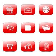 Shopping Sign Square Vector Red Icon Design Set 2 N4
