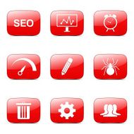 SEO Internet Sign Square Vector Red Icon Design Set 8 N4