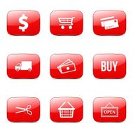 Shopping Sign Square Vector Red Icon Design Set N4