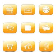 Shopping Sign Square Vector Yellow Icon Design Set 2 N4