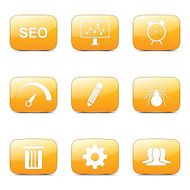 SEO Internet Sign Square Vector Yellow Icon Design Set 8 N4