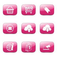 SEO Internet Sign Square Vector Pink Icon Design Set 7 N4