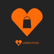 Orange I love shopping logo on black
