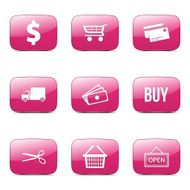 Shopping Sign Square Vector Pink Icon Design Set N4