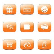 Shopping Sign Square Vector Orange Icon Design Set 2 N4