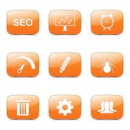 SEO Internet Sign Square Vector Orange Icon Design Set 8 N4