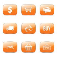 Shopping Sign Square Vector Orange Icon Design Set N4