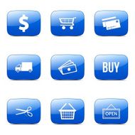 Shopping Sign Square Vector Blue Icon Design Set N3