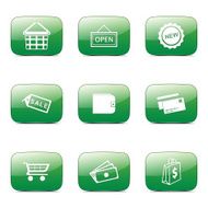 Shopping Sign Square Vector Green Icon Design Set 2 N4