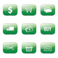 Shopping Sign Square Vector Green Icon Design Set N4
