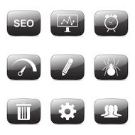 SEO Internet Sign Square Vector Black Icon Design Set 8 N4