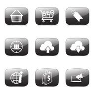 SEO Internet Sign Square Vector Black Icon Design Set 7 N4
