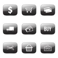 Shopping Sign Square Vector Black Button Icon Design Set N4