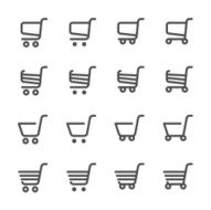 shopping cart icon set line version vector eps10 N2