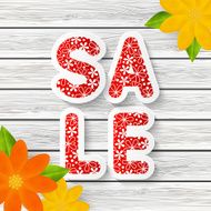 Spring sale message with red flowers