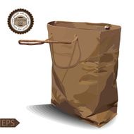 Craft Paper Shopping Bag on a white background N2