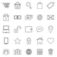 Ecommerce line icons on white background