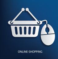 Online shopping design on blue background clean vector