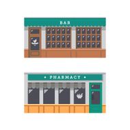 Shop front facade flat design N5