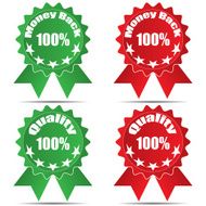 Labels money back quality with shadow vector
