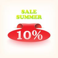 Realistic curved ribbon icon sale summer Vector illustration