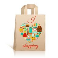 Love heart shopping bag symbol