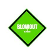 Blowout white stamp text on green background
