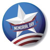 Memorial Day pin or button star and stripes design