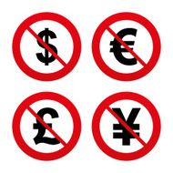 Dollar Euro Pound and Yen currency icons N11