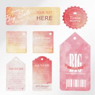 Sale label advertising design with pink watercolor summer on mid N2
