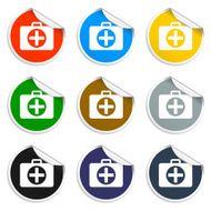 Set of blank stickers ambulanse icon Vector illustration