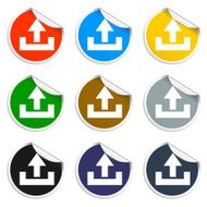 Set of blank stickers Upload icon Vector illustration