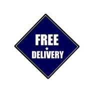 Free delivery white stamp text on blue black background N2