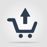 shopping cart Flat black Simple Icon with long shadow