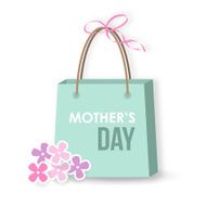 Mothers day card icon gift shopping bag with flowers vector