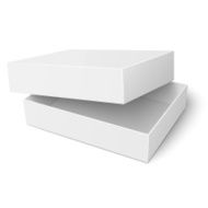 Template of white cardboard box with opened lid